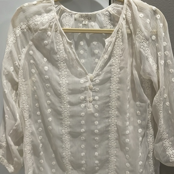 Sheer patterned blouse in cream - Picture 3 of 4